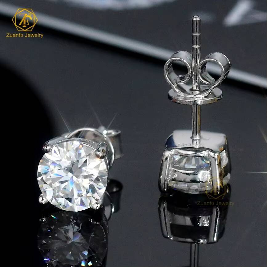 052ct Moissanite Diamond 05ct 1ct 2ct D Color 925 Sterling Silver 4 Prong Classic Stud Earrings for Women