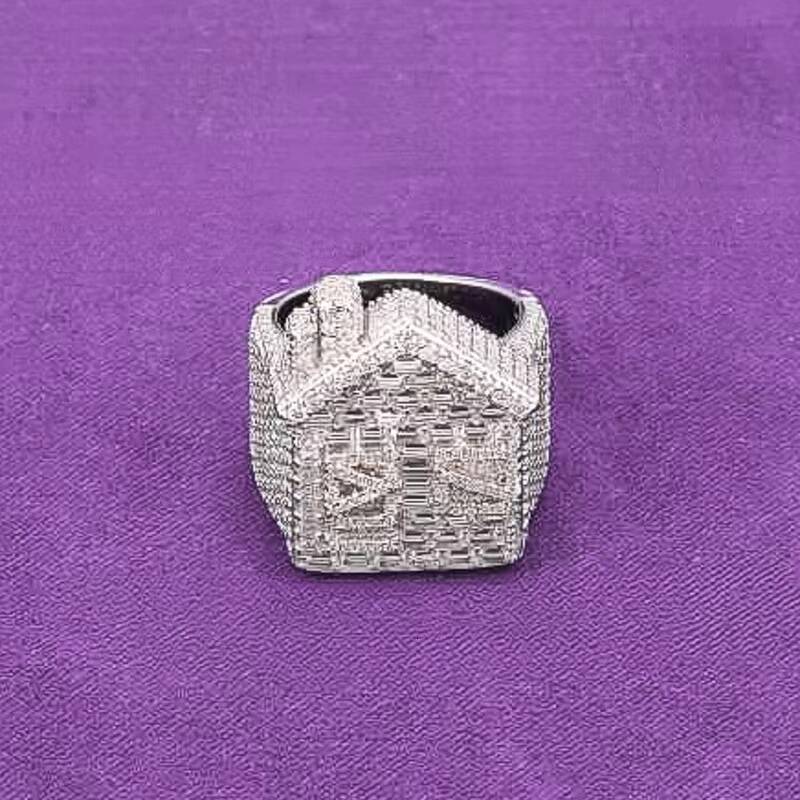 Hip Hop VVS D Color Moissanite Bling Mens Cluster Trap House Ring With 925 Sterling Silver Pass Diamond Tester GRA