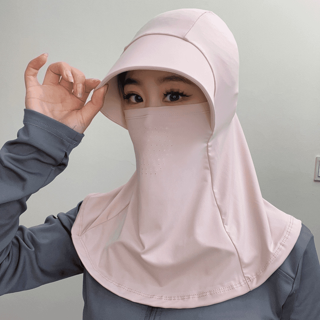UV Blocking Ice Silk Face Shield with Neck Guard and Cap for Cycling Ladies Summer Accessory