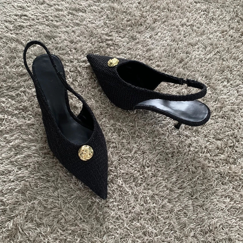 Fashionable womens black high heels sexy point shallow mouth pump spring suspender dress office shoes 250402BJ - view 4