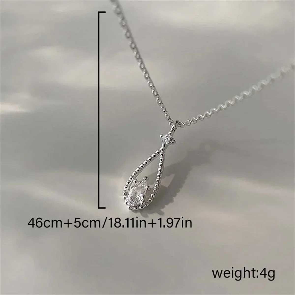 Vintage Shining Zircon Water Drop Pendant Necklace For Women Minimalist Waterdrop Clavicle Chain Choker Wedding Party Jewelry Z250402