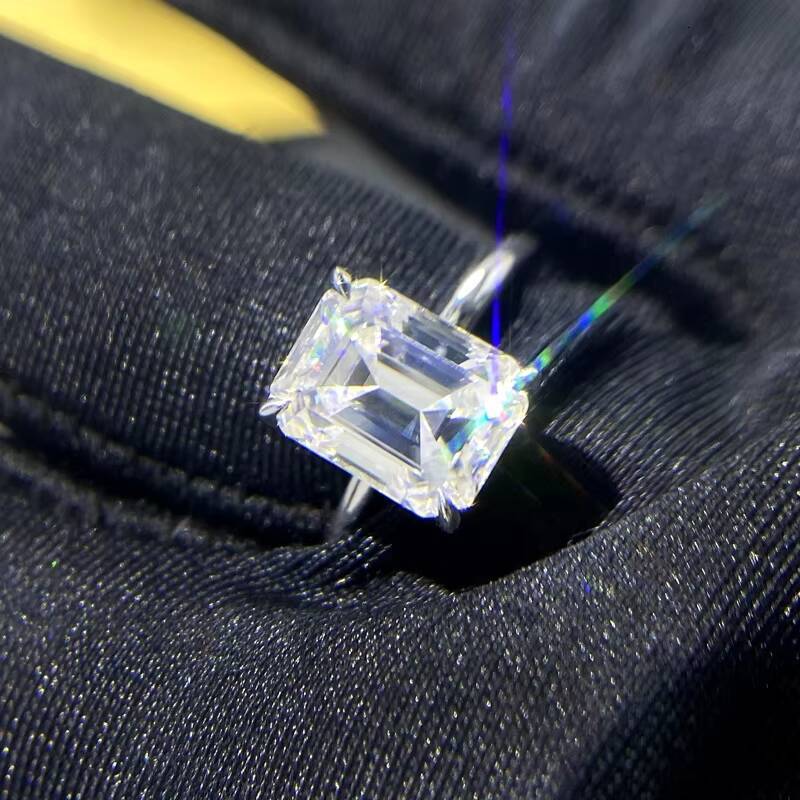 Solid Gold 10K Ring with 3CT D VVS1 GRA Certificated Emerald Moissanite Diamond Pass the Tester Fast Delivery