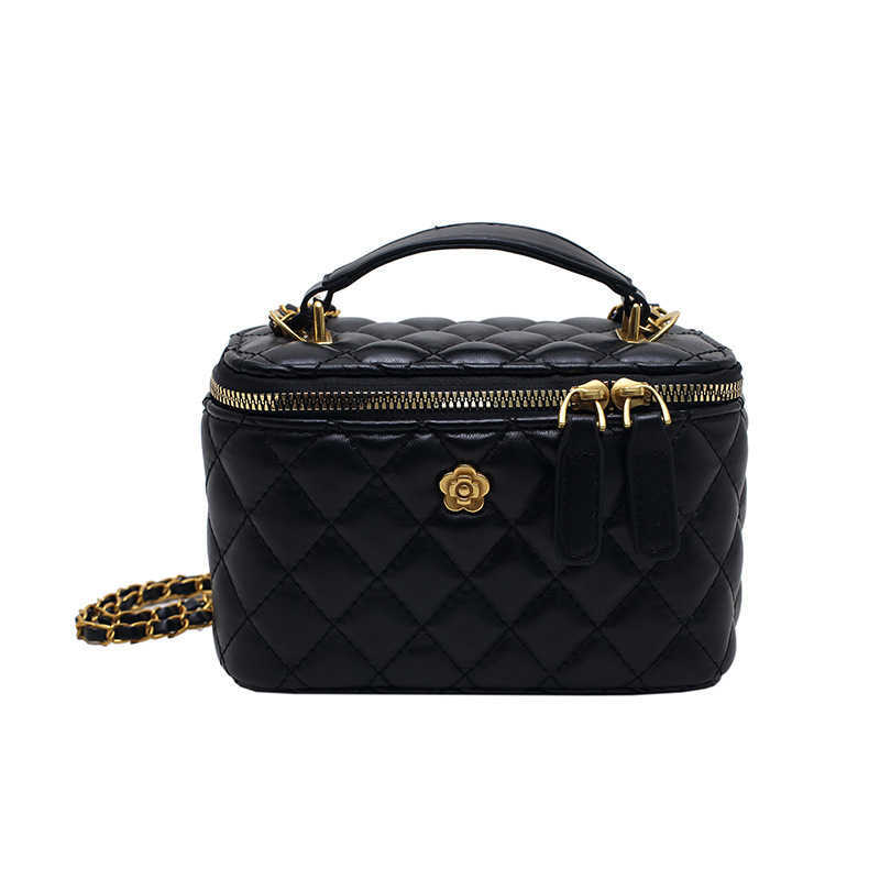 Handheld chain bag for women new trendy and fashionable solid color western-style crossbody bag with high-end texture diamond grid small square bag w2