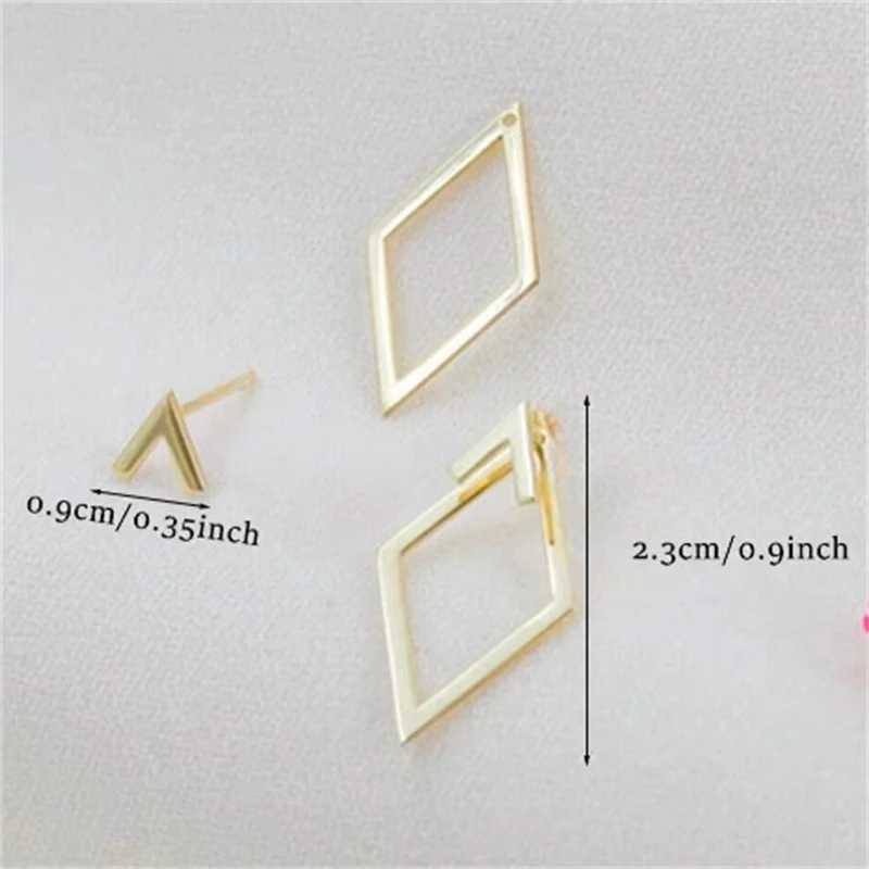 FTCY Minimalist Geometric Square Stud Earrings for Women Double layer Detachable Triangle Design Earrings Punk Party Jewelry Y250401