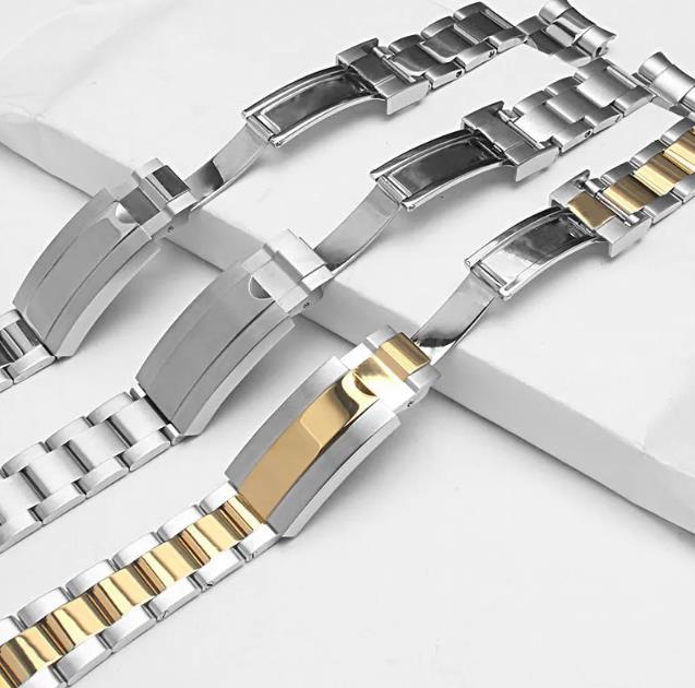 For Men Folding Clasp Watch Strap Solid Stainless Steel Watch Bracelet 20mm 21mm 241224