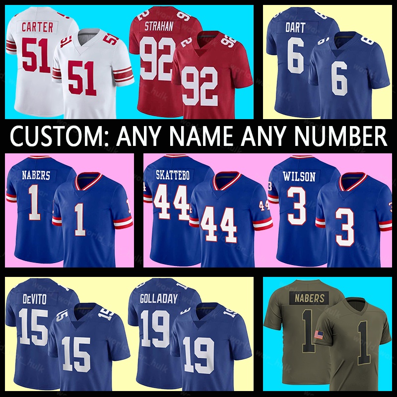 1 Malik Nabers Football Jerseys 44 Cam Skattebo 19 Jameis Winston 15 DeVito 78 Andrew Thomas 0 Brian Burns 2 Deonte Banks 20 Eric Gray 92 Michael Strahan 6 Jaxson Dart
