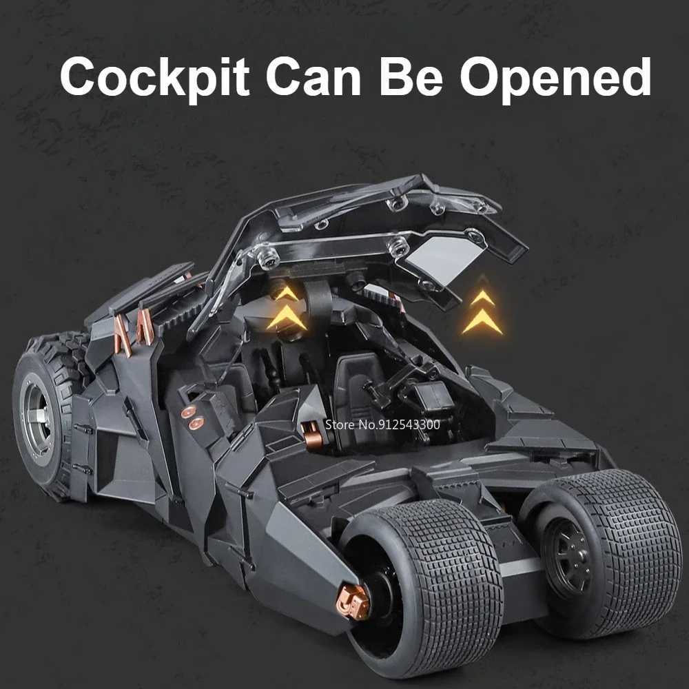 Large scale 1 18 bat car model toy Dark Knight trilogy Sound light slider spray alloy car model decoration gift X250402
