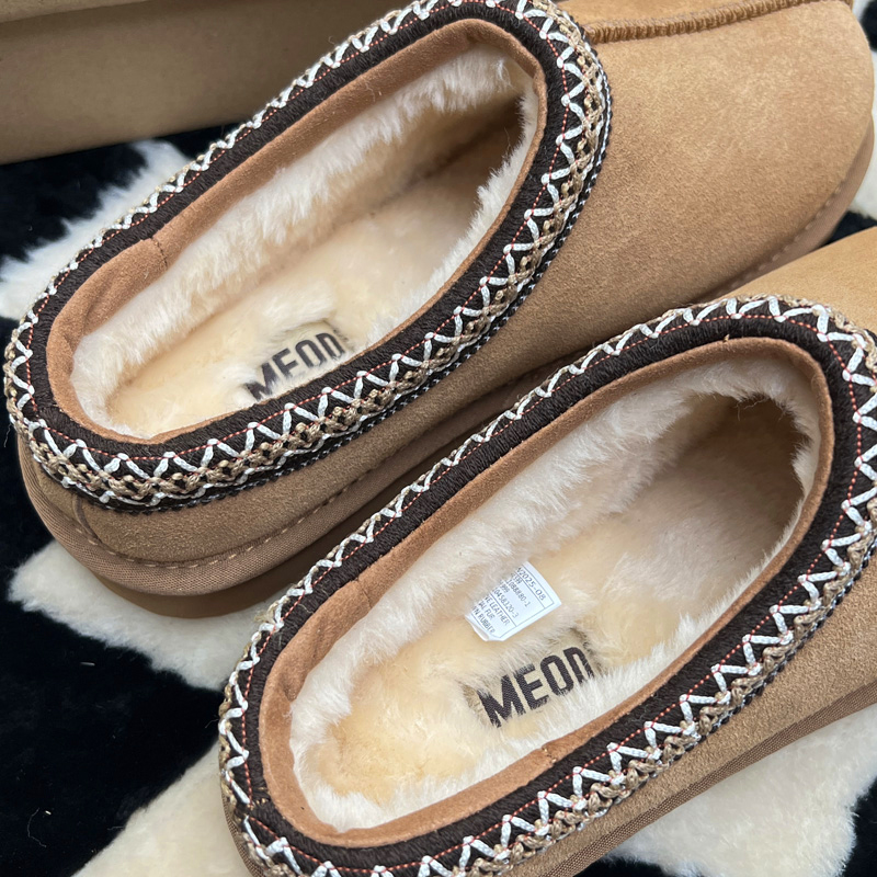 MEOD Slippers Designer Shoes Flat Heel Slides Snow Boots Designer Womens Platform Tazz Scuffs Ultra Mini Chestnut Wool Slides Fluffy Leather Women Sli