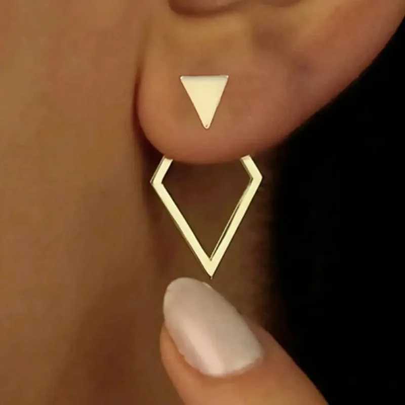 FTCY Minimalist Geometric Square Stud Earrings for Women Double layer Detachable Triangle Design Earrings Punk Party Jewelry Y250401