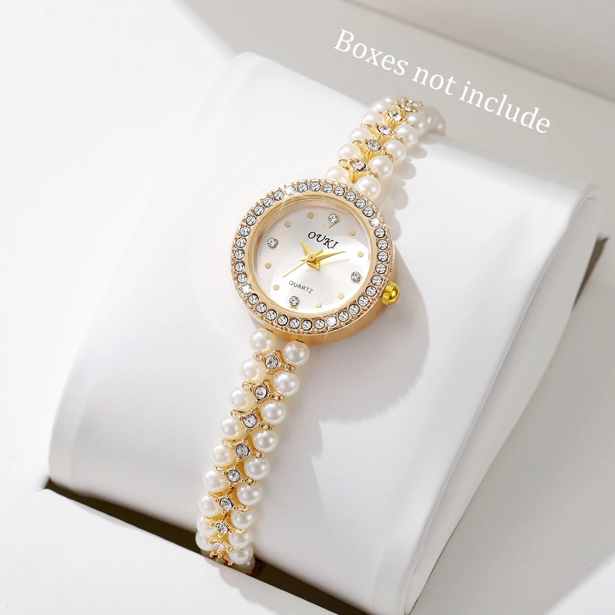 Fashion Womens Watches Ladies Pearls Alloy Band Analog Quartz Wristwatch Reloj MujerWithout Box 251031