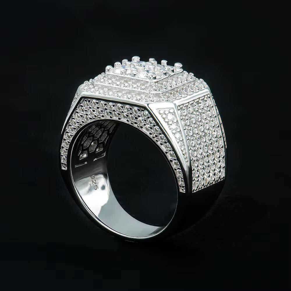 Hip Hop Ring 925 Silver Moissanite D VVS1 Party Ring Fashion Style Bling Mens Ring Pass Diamond Test GRA