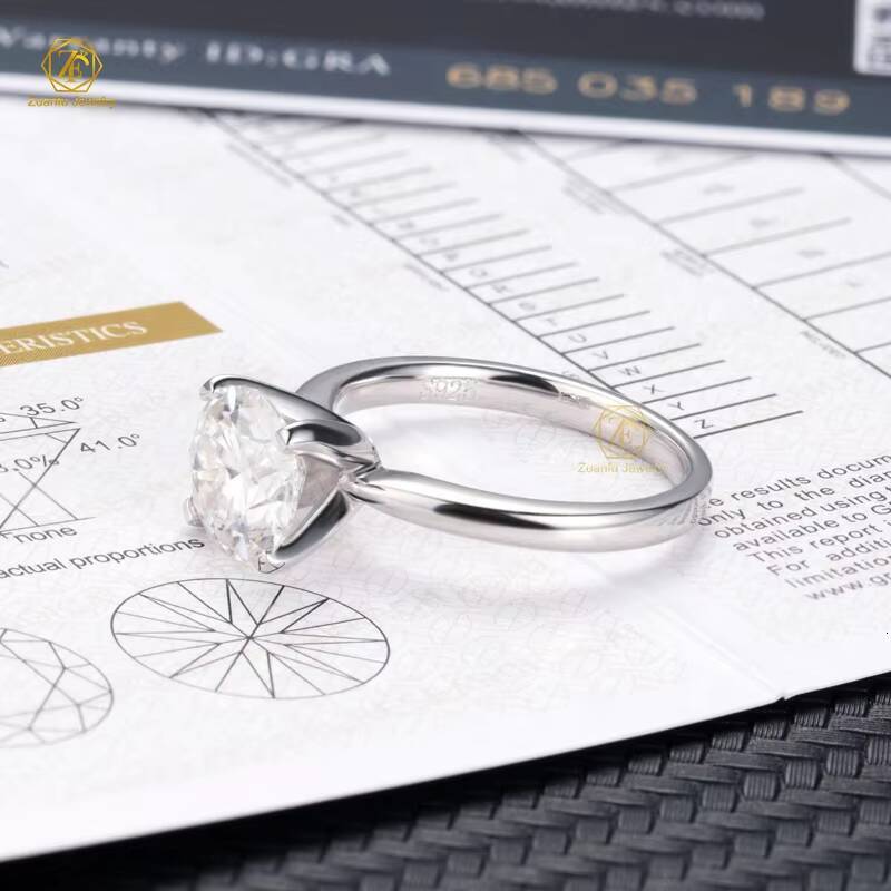 Classic Design 05ct 2ct Round Brilliant Cut Silver Moissanite Ring Women Girl Factory Price Jewelry Lower MOQ Drop Shipping