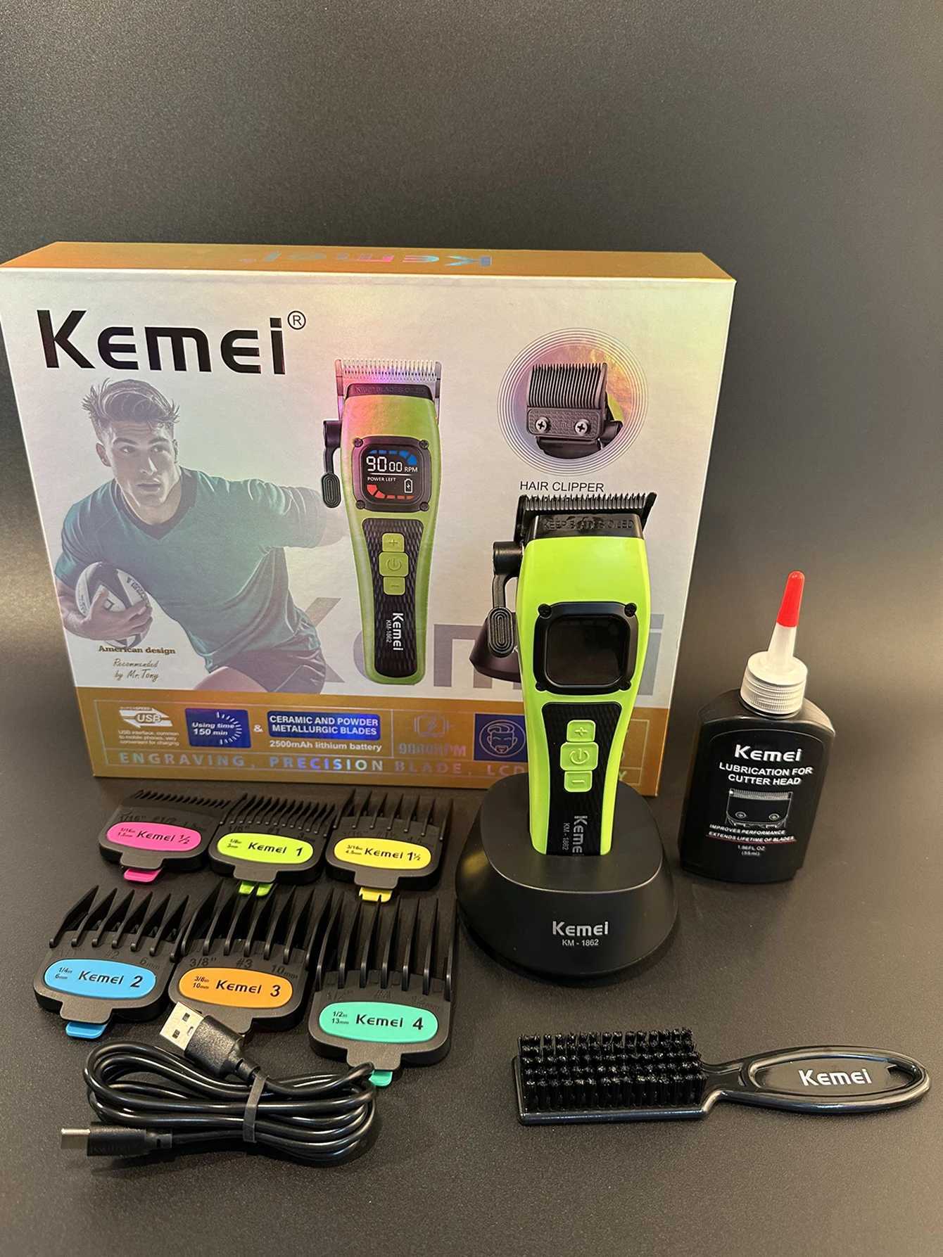 Kemei KM1862 Mens Electric Hair Clipper Baber Professional Hair Clipper with Charging Base Used for Mens Gifts W250402