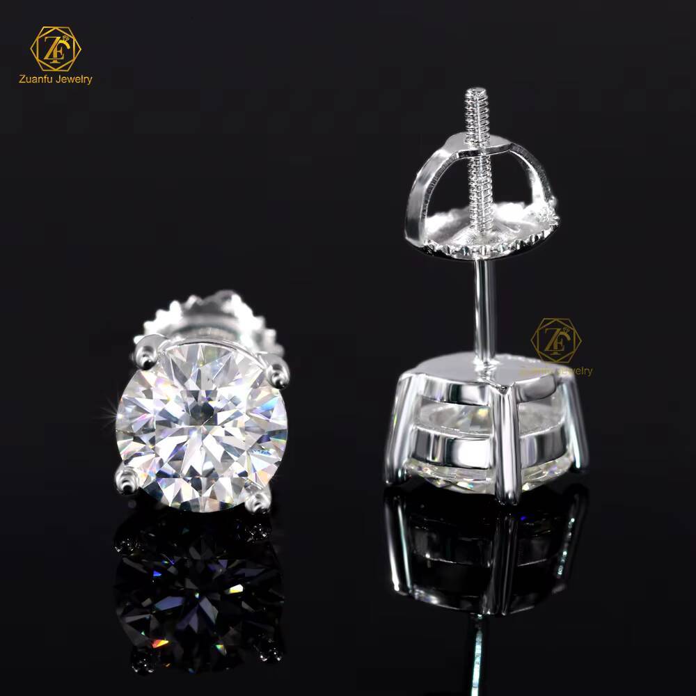 05CT 1CT 10K 14K White Gold VS1 IGI Lab Diamond Stud Earrings Brilliant Cut Screw Back Fine Jewelry Earrings