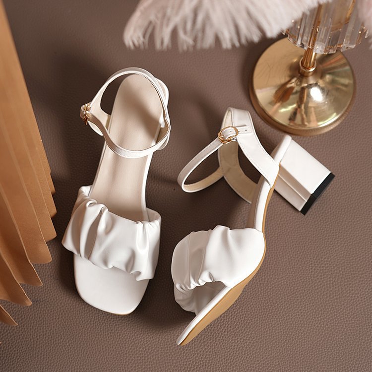 Designer Slipper Square headed slippers free Shipping One button strap sandals High-heeled slippers Casual women one-piece shoes 2025 new