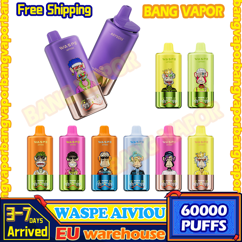 WASPE AIVIOU 60k Puffs 3 in 1 Disposable Vape gear power buy hookah Electronic Cigarette 60000 Vape Pen EU Warehouse