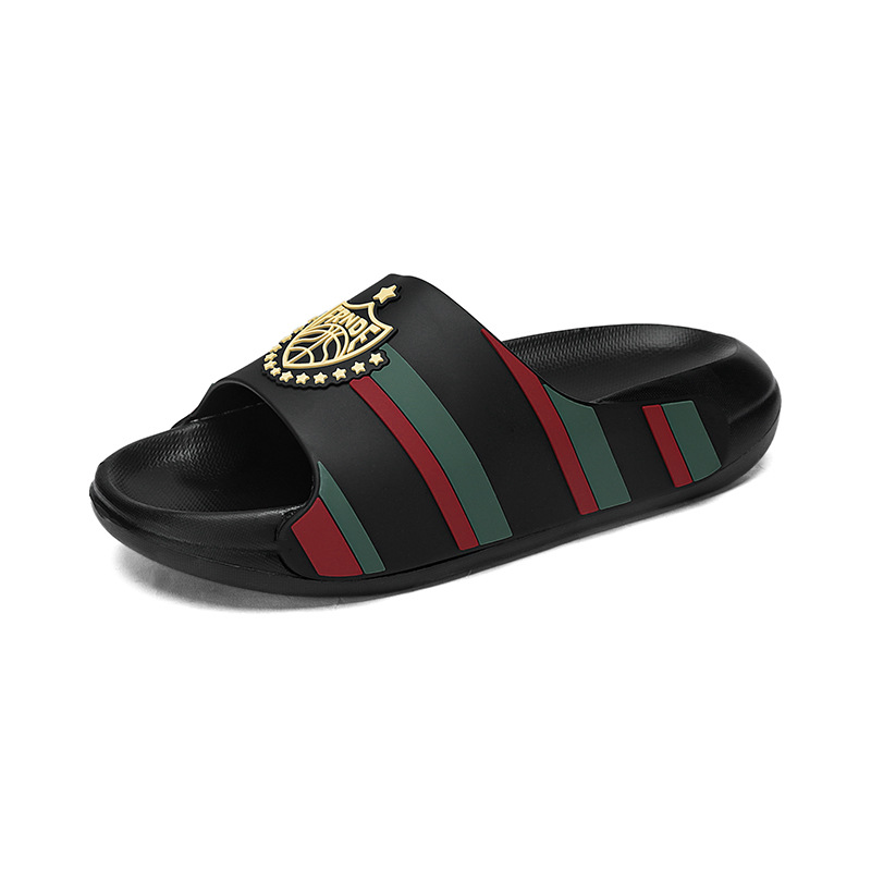 New unisex fashionable cool slippers in large outdoor thick soled height increasing soft soled comfortable slippers black beige