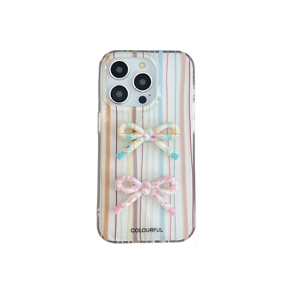 ins Dopamine Vertical Stripes Phone Case Compatible with iPhone 17/16 Pro Personalized Shockproof iPhone 15/14 Cartoon