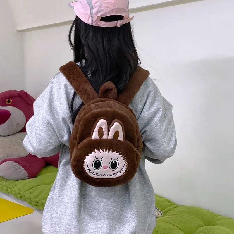 2024 Labubu Bakcpack for Girls Kids Cute Cartoon Plush Doll Bag Student Kavay Backpack Outdoor Travel Bag X250402