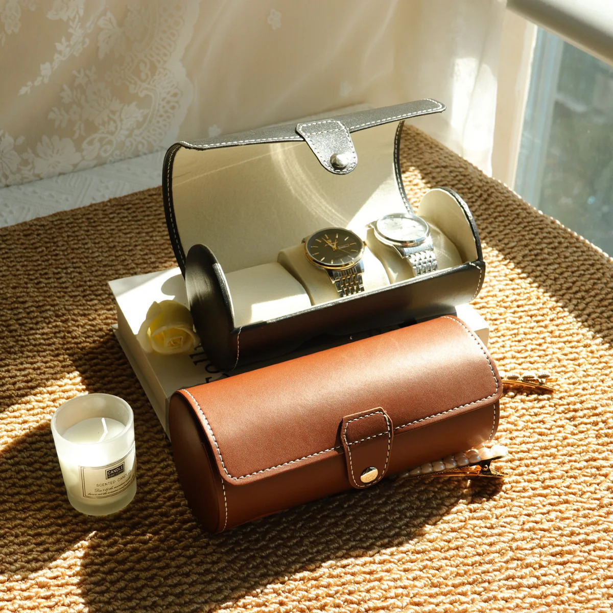 Watch Roll Travel Case 3 Watch Storage and OrganizerSecure Storage with Innovative Removable Pillows Solid Watch Organizer 251027 - view 4
