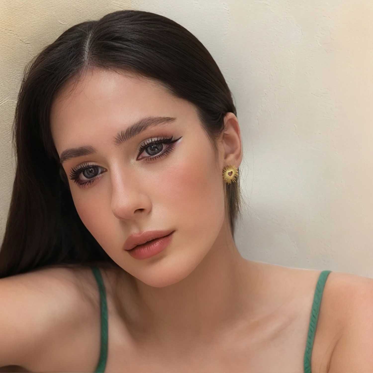 UHBINYCA Retro Stainless Steel Heart shaped Flower Earrings 18K Galvanized Texture Titanium Declaration Earrings Y250401