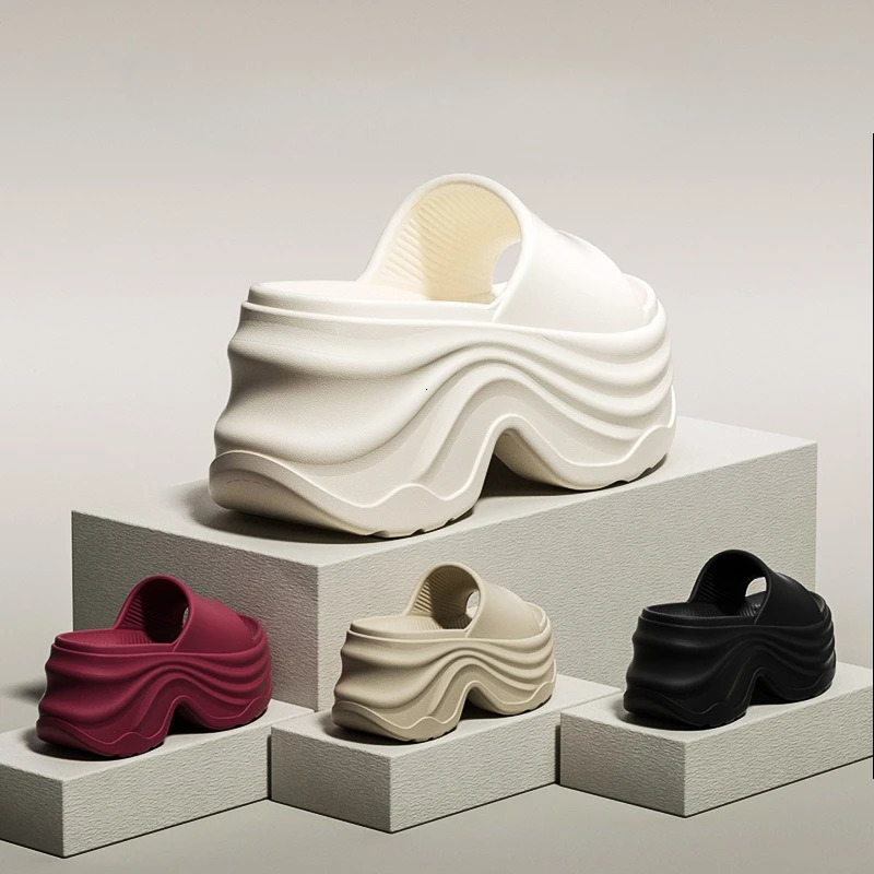 YNPO Solid Color EVA Platform Slippers Women Thick Sole Non Slip Beach Slides Sandals Lady Summer Soft Sole Wedge Heel Slipper 251030