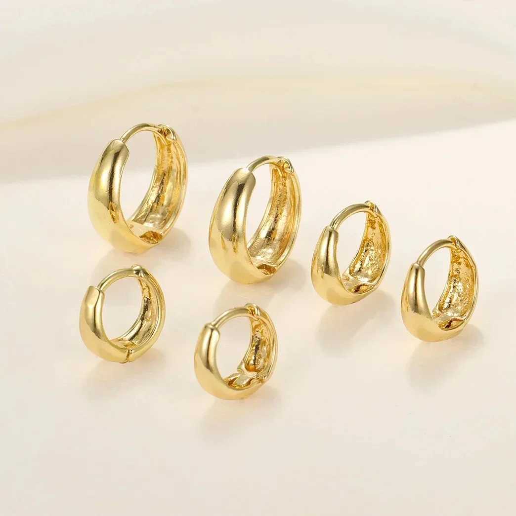 6 pieces of stainless steel minimalist hug ring earrings suitable for women gold small round 10/14/16mm punk neutral rock earrings Y250401