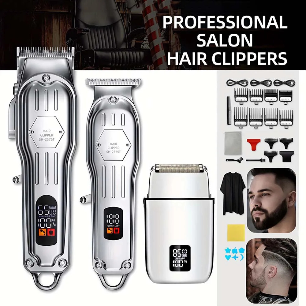 Professional Hair ClippersHair TrimmerBeard Shaver Kit for Men Barber Clipper Hair Cutting Kit Gifts for Men 251030