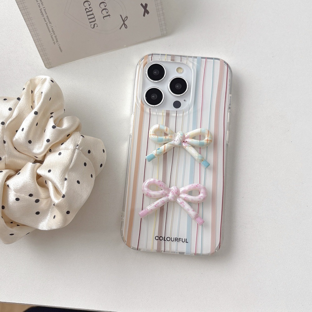 ins Dopamine Vertical Stripes Phone Case Compatible with iPhone 17/16 Pro Personalized Shockproof iPhone 15/14 Cartoon