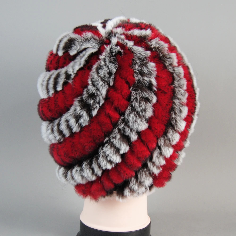 Women Winter Warm Real Rex Rabbit Fur Hat Snow Cap Winter Hats for Women Girls Real Fur Knit Skullies Beanies Natural Fluffy Hat 251028ww