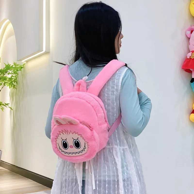 2024 Labubu Bakcpack for Girls Kids Cute Cartoon Plush Doll Bag Student Kavay Backpack Outdoor Travel Bag X250402