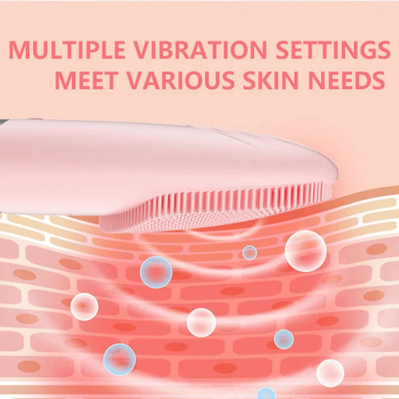 Electric Silicone Square Cleansing Brush Facial Cleanser Ultrasonic Skincare Facial Rechargeable Cleaning Massager 251030