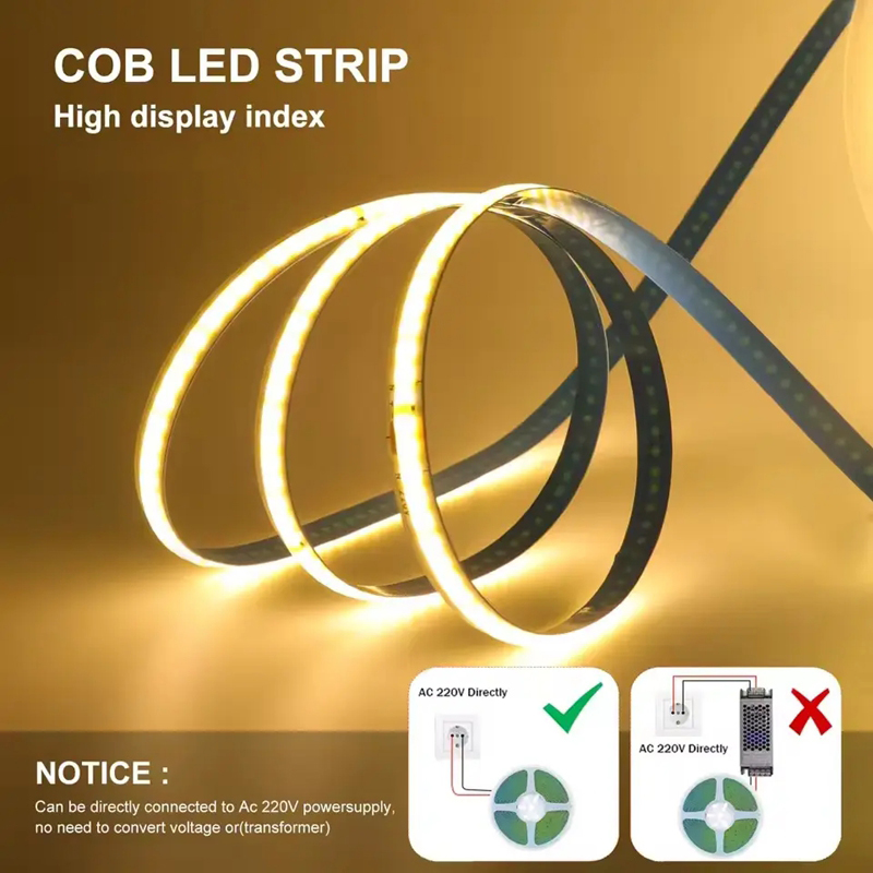 110V 220V COB LED Strip Light 320LEDs/m Ultra High Density 10M Roll 3000K 4000K 6000K IP20 Non-Waterproof flexible COB Strip