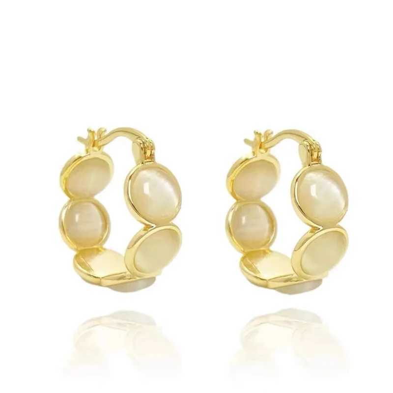 Sweet Girls Pink Round Protein Stone Ring Earrings 2025 New Design Jewelry Luxury Accessories Suitable for Womens Daily Wearing Earrings Y250401