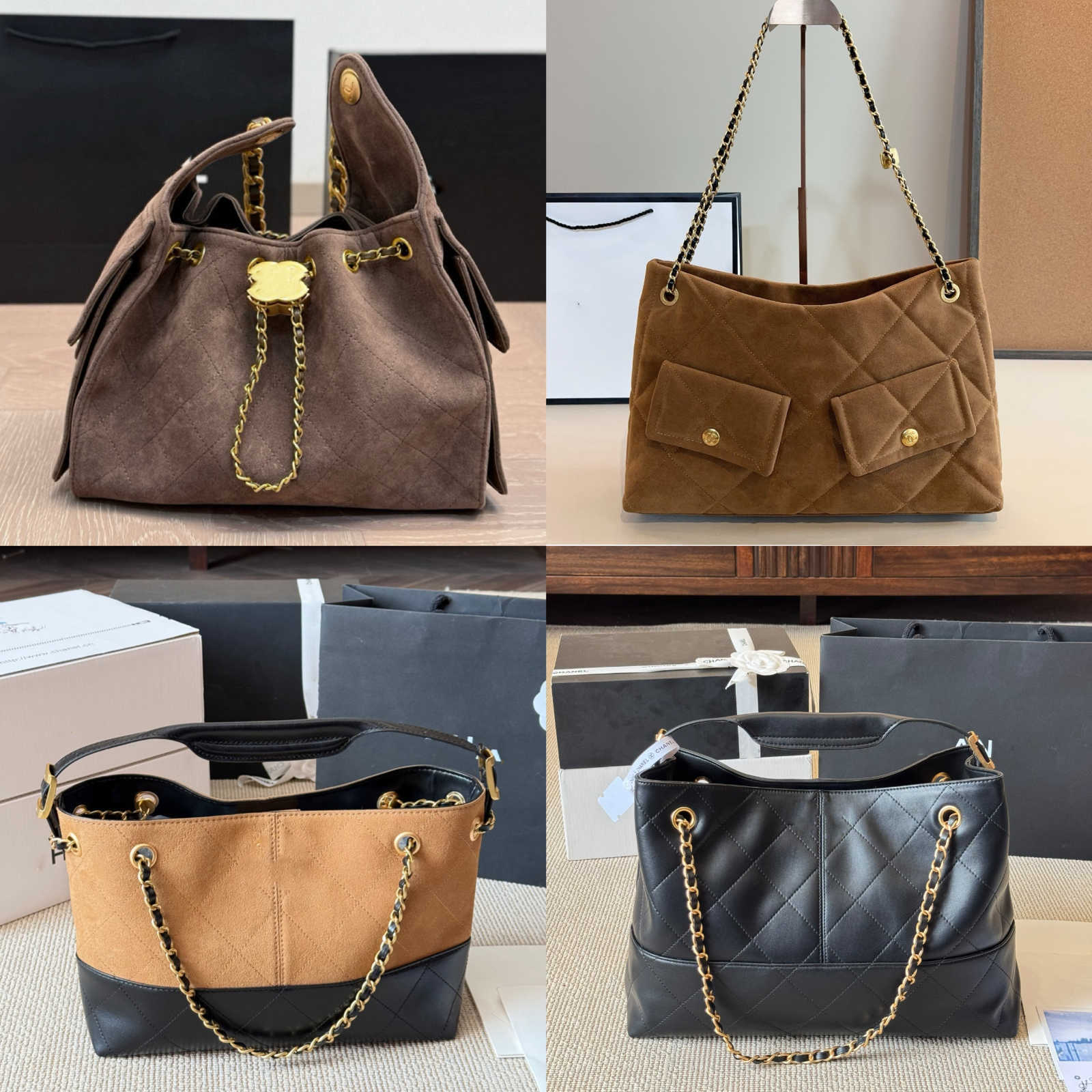25A hot Shoulder Bags Designer Bag String Bucket Tote Large Hobo Suede brown Leather Gray Casual Diamond Lattice Long Chain Crossbody Fashion Luxury Brand Bucket bag