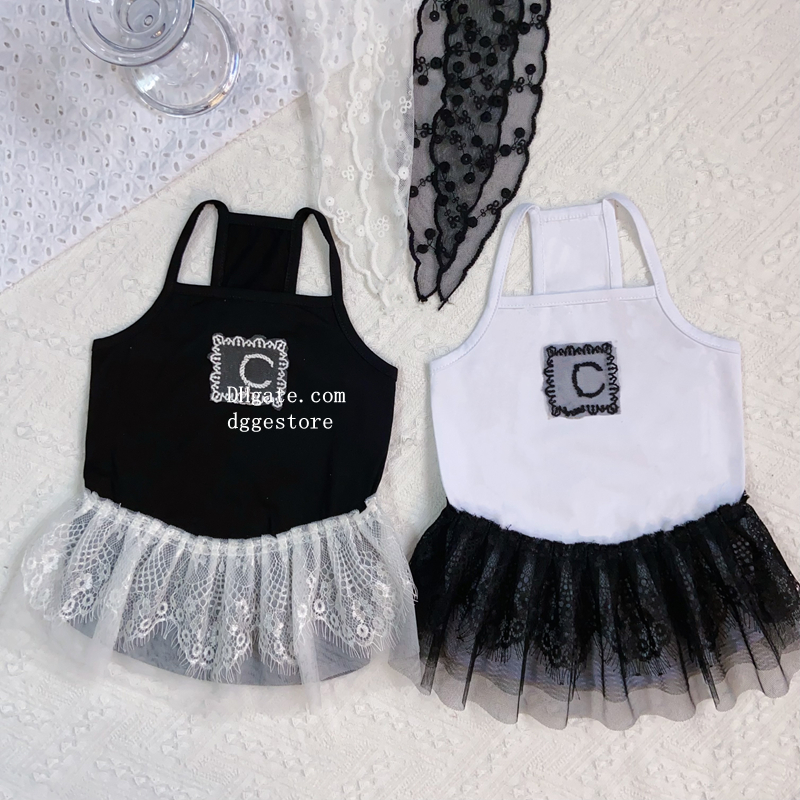 free shipping Clothes Designer Dress with Embroidered Letter Patterns Tulle Birthday Princess Dog Skirt for Small Medium Dogs Girls Boys Cats Outfit S