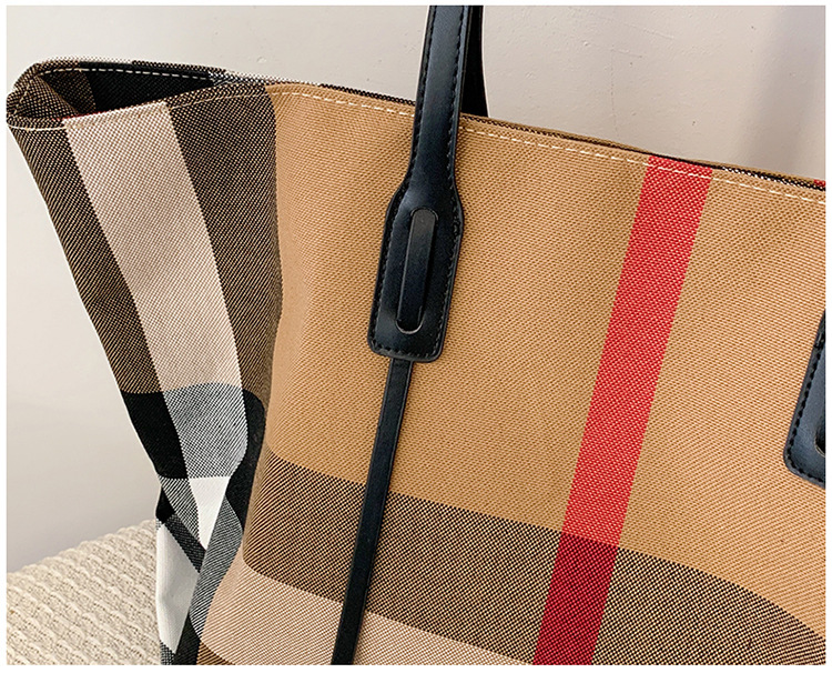 Fashion women's bag free shipping new design large capacity checkered printed handbag outdoor commuting tote bag popular versatile shopping shoul