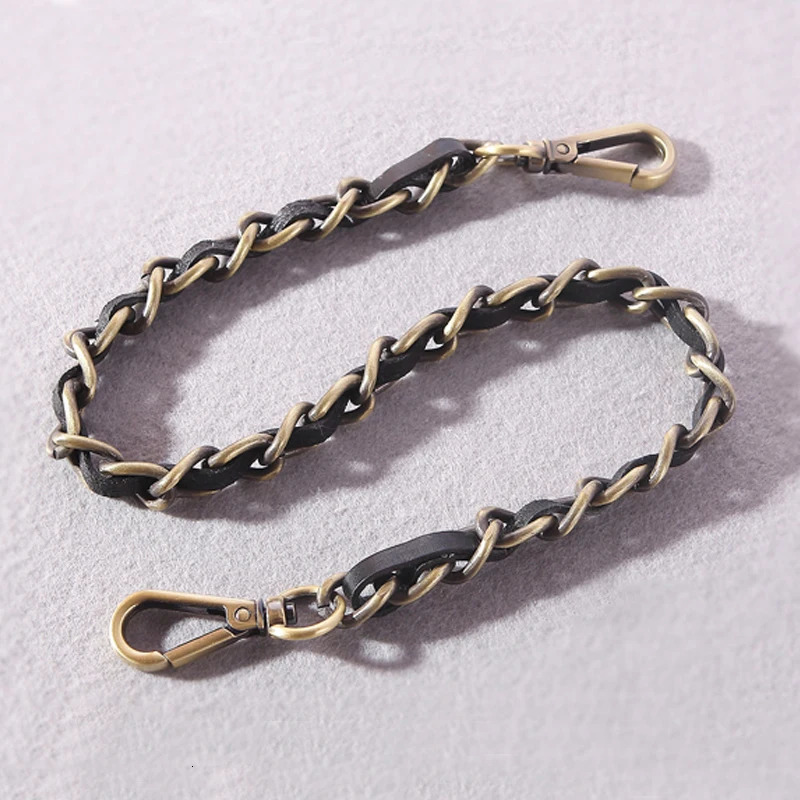 DIY 40cm140cm Black PU Leather Purse Handles 11mm Replacement Metal Gold Silver Bronze Gun Black Chains Shoulder Bag Straps 251030