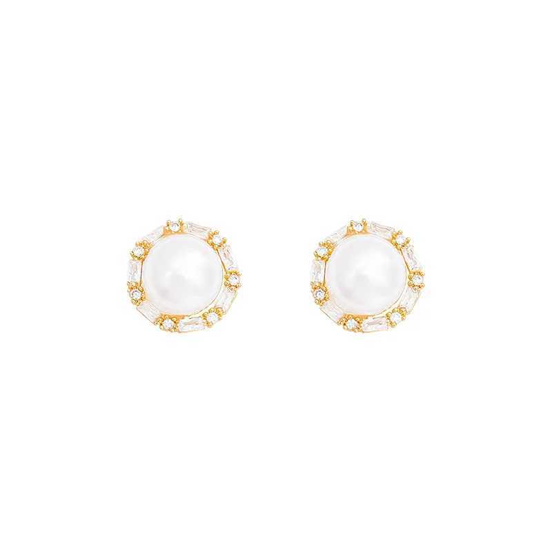 Light Luxury Simple Elegant Geometric Imitation Pearl Stud Earrings For Women Fashion Cute Sweet Jewelry Accessories Party Gifts Y250401