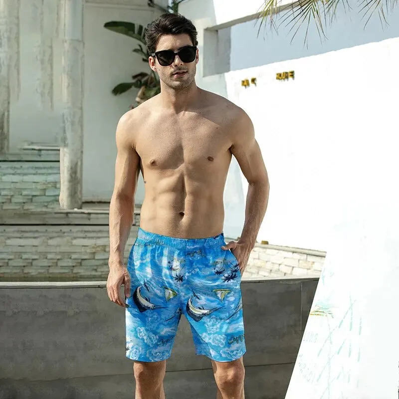 Summer mens equal sign beach shorts 2023 Hawaiian style print multicolor patchwork daily casual 250402m