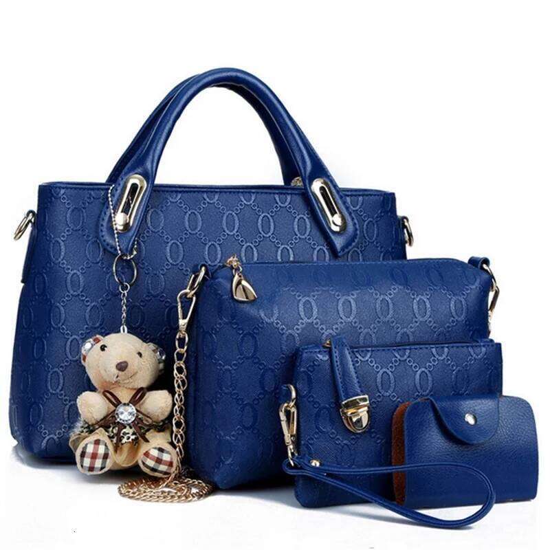 Multifunction 4Pcs/Set Women PU Leather Designer Handbag Messenger Shoulder Wallet Bags Storage Bag