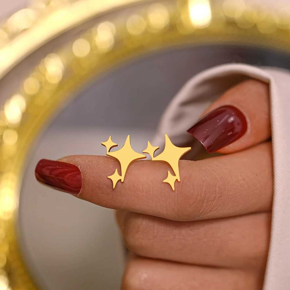 Stainless Steel Earrings 2022 Trend New Fashion Round Splicing Large Hollow Stud Earrings Womens Jewelry Party Gifts Y250401