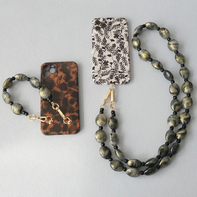 Fashion Woman Bag Accessory Detachable Vintage Grey Bead Chain Acrylic Bag Rope Strap Women Handbag Shoulder Handle Chains 251030