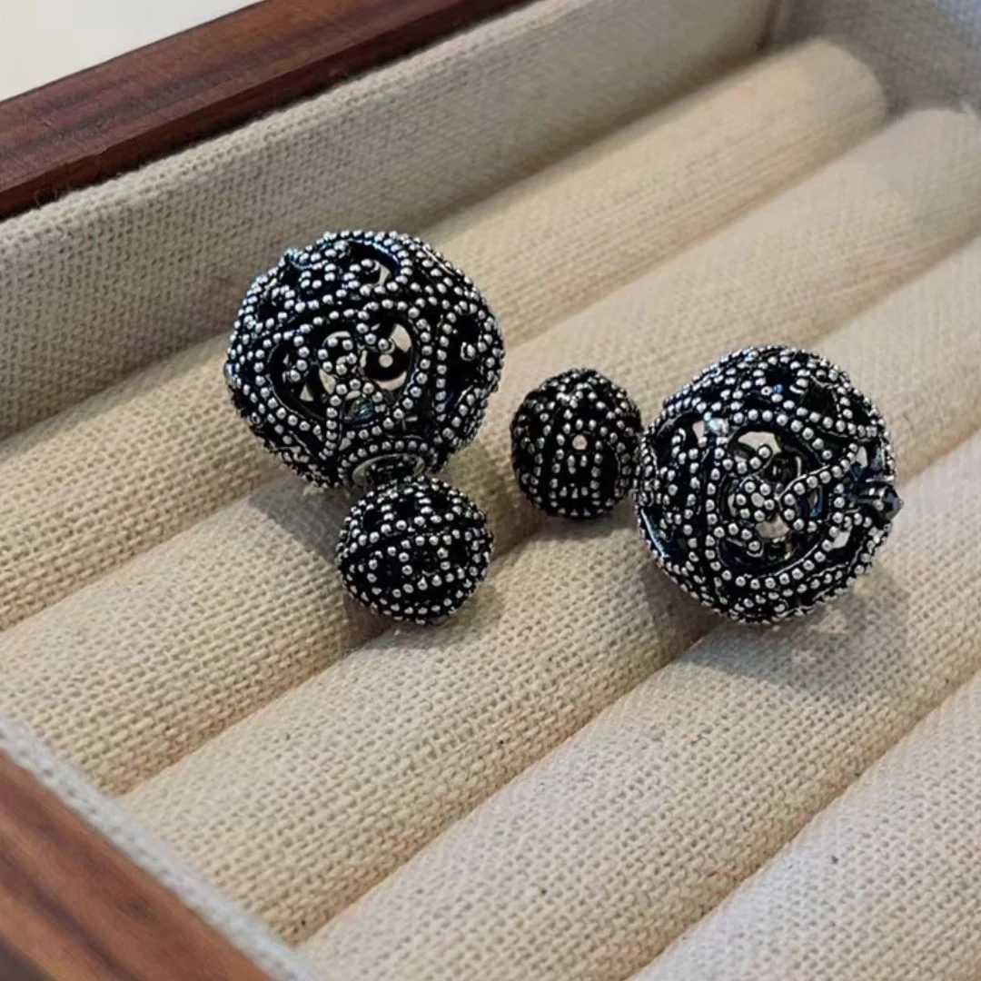 Rose stud earrings unique design making old earrings heavy-duty metal ball jewelry different ball jewelry luxury womens clothing accessories Y250401