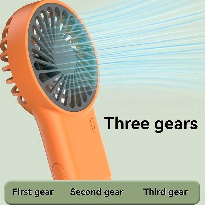 New foldable handheld USB rechargeable mini fan cartoon design with hook for outdoor home office use in mountainous areasXJ250402