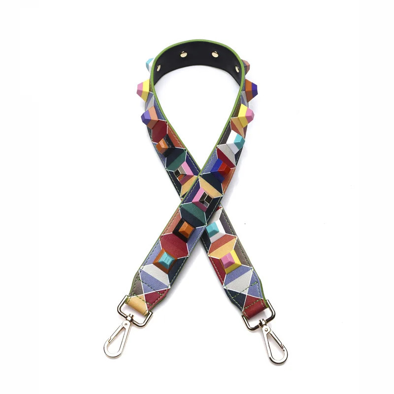 Woman Bag Straps High Quality Rivet Shoulder Straps Wide Bag Strap Collide Color Joker Flower Strap Crossbody Parts Acessorios 251030