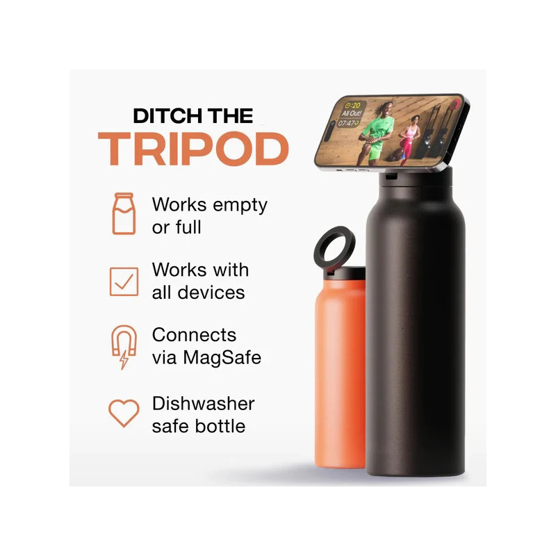 24 oz insulated stainless steel sports bottle outdoor water cup with magnetic phone holder 250325