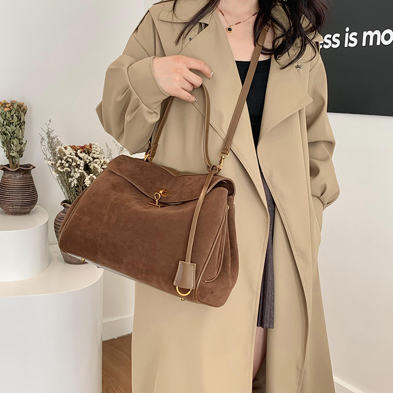 Designer Tote Women's Retro Fashion Suede Handbag Casual Large Capacity Single Shoulder Crossbody Bag