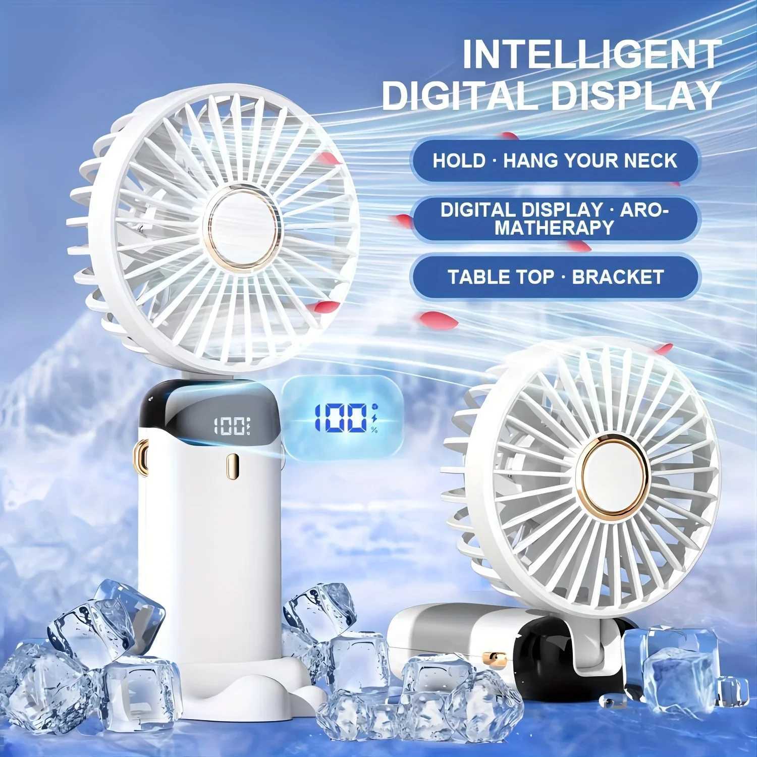 2 packs of portable handheld fans rechargeable mini folding fans with 5 speed and power displays suitable for indoor and outdoor travel campingXJ25040