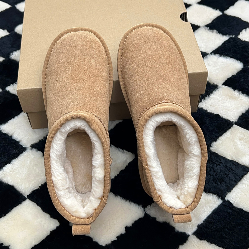 Designer Boots Women Ultra Mini Slippers Slides Platform Shoes Snow Boot Classic Leather Chestnut Winter Fluffy Boot Fur Slipper Ankle Top Quality Wit